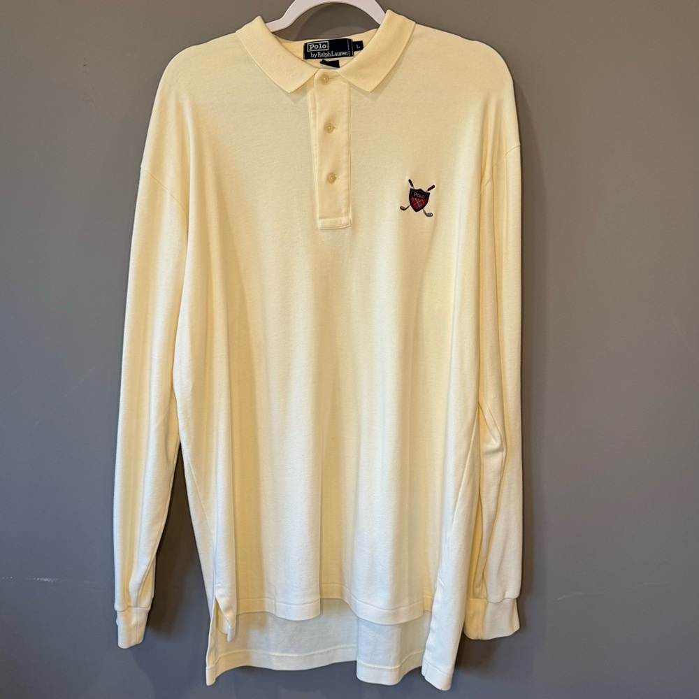 Polo by‎ Ralph Lauren Vintage Cream Long Sleeve Shirt, Size L, VGUC